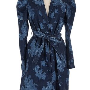 Christian Siriano Dark Blue Floral Denim Jacket worn once